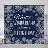Lofaris Custom Name Blue Snowflake Boy 1st Birthday Backdrop